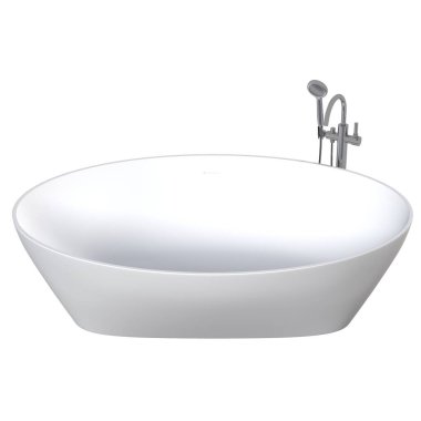 Beyaz arka planda izole edilmiş küvet, 3 boyutlu illüstrasyon, ve bir CG canlandırıcı