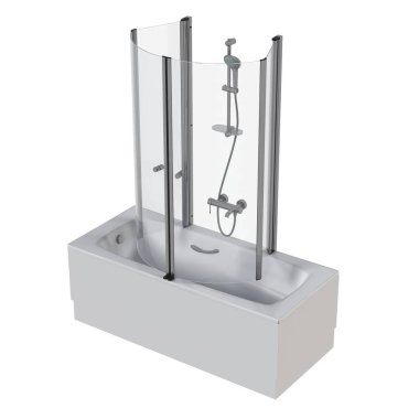 Beyaz arka planda izole edilmiş küvet, 3 boyutlu illüstrasyon, ve bir CG canlandırıcı