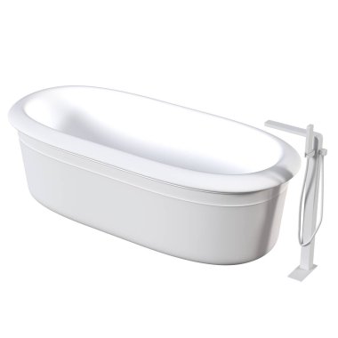 Beyaz arka planda izole edilmiş küvet, 3 boyutlu illüstrasyon, ve bir CG canlandırıcı