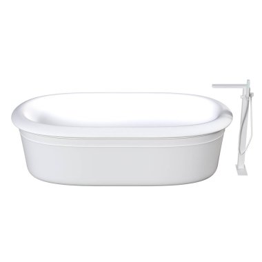 Beyaz arka planda izole edilmiş küvet, 3 boyutlu illüstrasyon, ve bir CG canlandırıcı