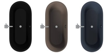 Beyaz arka planda izole edilmiş küvet küvetleri, 3 boyutlu illüstrasyon ve bir CG canlandırıcı