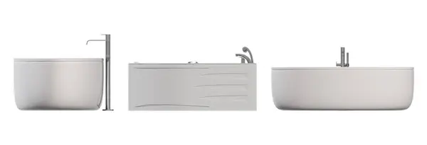 一组在白色背景上隔离的浴缸 3D插图和Cg渲染 — 图库照片
