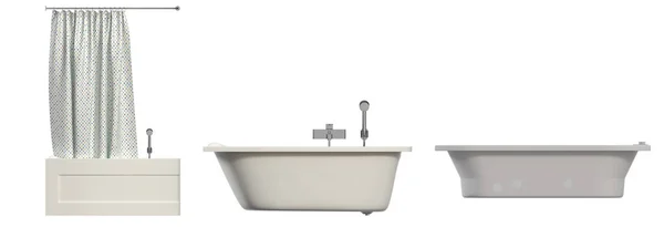 一组在白色背景上隔离的浴缸 3D插图和Cg渲染 — 图库照片