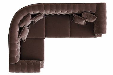 Beyaz arka planda izole edilmiş rahat kanepe, iç mobilya, 3 boyutlu illüstrasyon