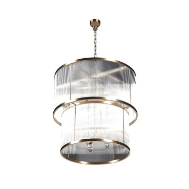 Tavandaki avize beyaz arka planda izole edilmiş, asılı lamba, kolye ışığı, 3 boyutlu illüstrasyon