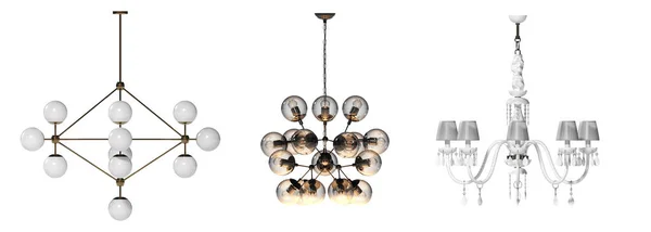 Kroonluchter Plafond Geïsoleerd Witte Achtergrond Hanglamp Hanglamp Illustratie Stockfoto