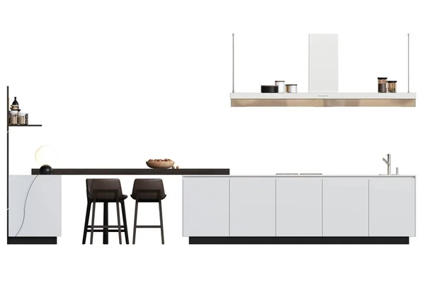 Furnitur Dapur Diisolasi Pada Latar Belakang Putih Ilustrasi Render Stok Foto Bebas Royalti