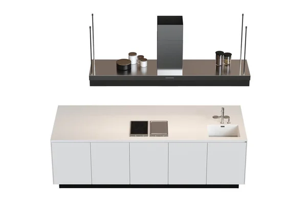 Küchenmöbel Isoliert Auf Weißem Hintergrund Illustration Render lizenzfreie Stockfotos