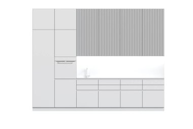 Mutfak mobilyaları beyaz arka planda izole edilmiş, 3D illüstrasyon, cg canlandırma