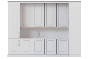 Mutfak mobilyaları beyaz arka planda izole edilmiş, 3D illüstrasyon, cg canlandırma