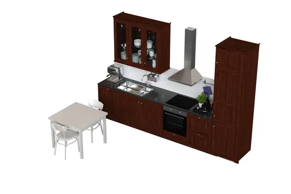 Kitchen furniture isolated on a white background, 3d illustration, cg render
