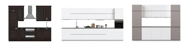 Кухонні Меблі Ізольовані Білому Тлі Ілюстрація Render Стокове Фото