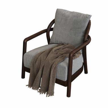 Beyaz arka planda izole edilmiş koltuk, iç mobilyalar, 3 boyutlu illüstrasyon        