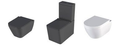 Beyaz arka planda klozet seti