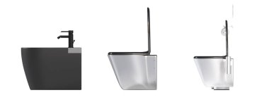 Beyaz arka planda klozet seti