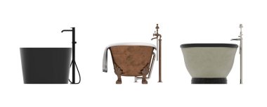 Beyaz arkaplanda küvetler