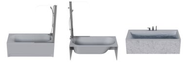 Beyaz arkaplanda küvetler