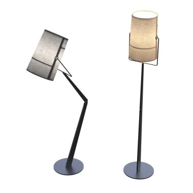 Beyaz arka planda izole edilmiş iki modern lamba seti