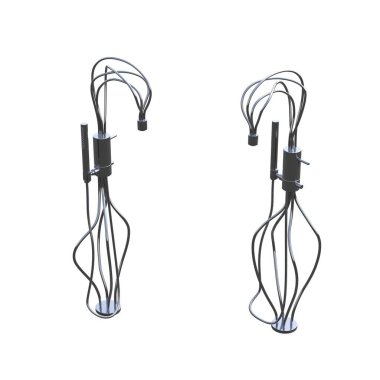 Beyaz arka planda izole edilmiş iki modern lamba seti