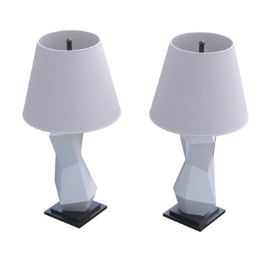 Beyaz arka planda izole edilmiş iki modern lamba seti