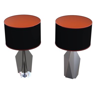 Beyaz arka planda izole edilmiş iki modern lamba seti