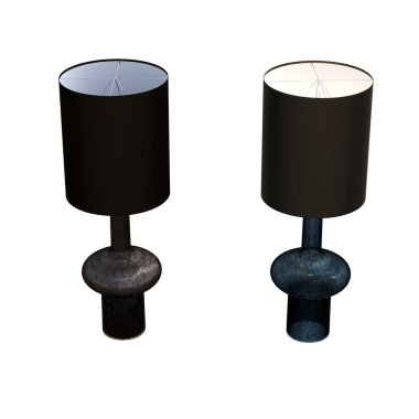 Beyaz arka planda izole edilmiş iki modern lamba seti