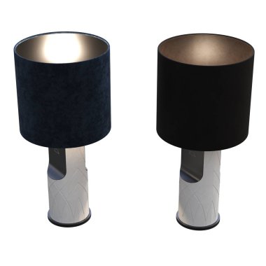 Beyaz arka planda izole edilmiş iki modern lamba seti