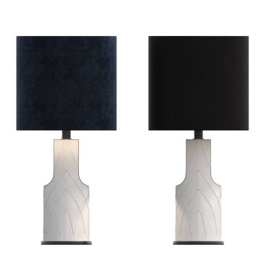 Beyaz arka planda izole edilmiş iki modern lamba seti