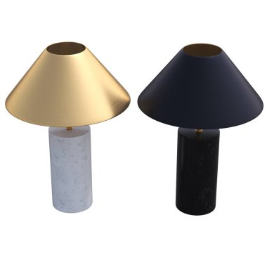 Beyaz arka planda izole edilmiş iki modern lamba seti