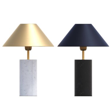 Beyaz arka planda izole edilmiş iki modern lamba seti