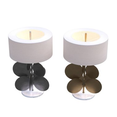 Beyaz arka planda izole edilmiş iki modern lamba seti