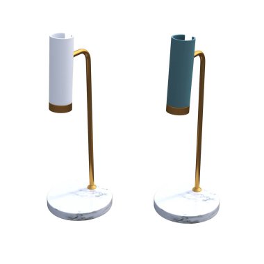 Beyaz arka planda izole edilmiş iki modern lamba seti