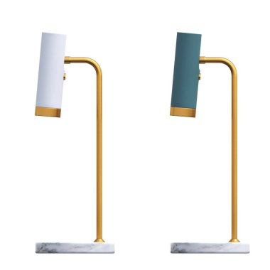 Beyaz arka planda izole edilmiş iki modern lamba seti