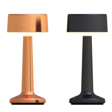 Beyaz arka planda izole edilmiş iki modern lamba seti