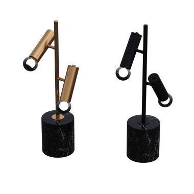 Beyaz arka planda izole edilmiş iki modern lamba seti