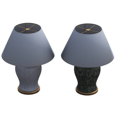 Beyaz arka planda izole edilmiş iki modern lamba seti