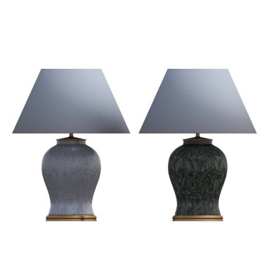 Beyaz arka planda izole edilmiş iki modern lamba seti