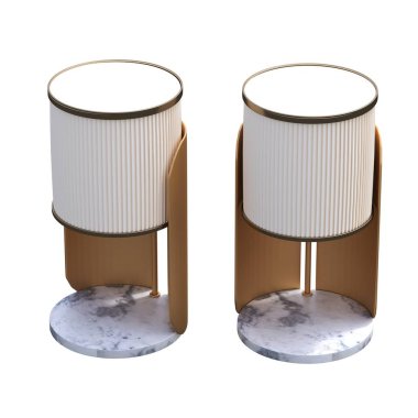 Beyaz arka planda izole edilmiş iki modern lamba seti