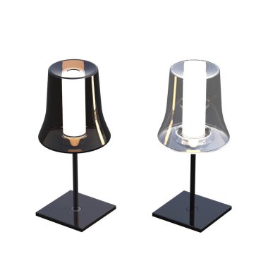 Beyaz arka planda izole edilmiş iki modern lamba seti