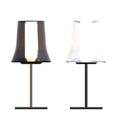 Beyaz arka planda izole edilmiş iki modern lamba seti