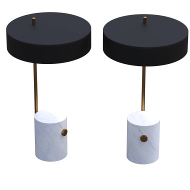 Beyaz arka planda izole edilmiş iki modern lamba seti