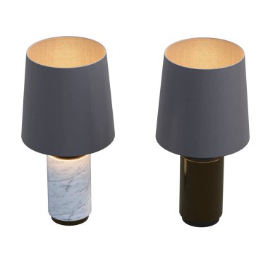 Beyaz arka planda izole edilmiş iki modern lamba seti