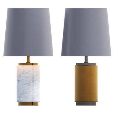 Beyaz arka planda izole edilmiş iki modern lamba seti