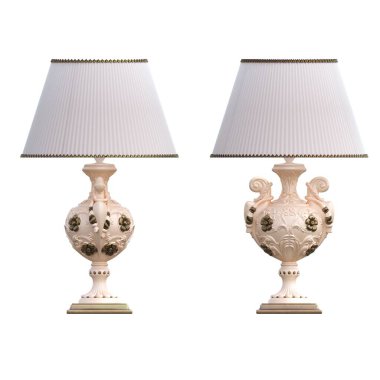 Beyaz arka planda izole edilmiş iki modern lamba seti