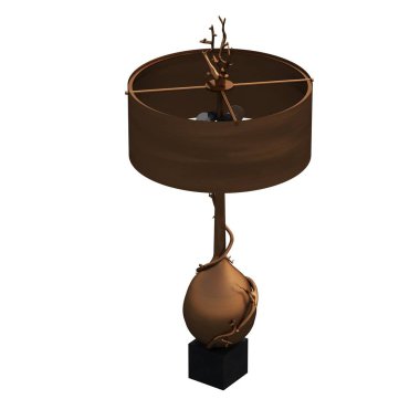 Modern lambanın 3 boyutlu görüntüsü beyaz arkaplanda izole edildi