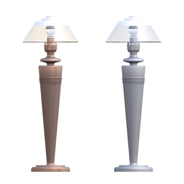 Beyaz arka planda izole edilmiş iki modern lamba seti