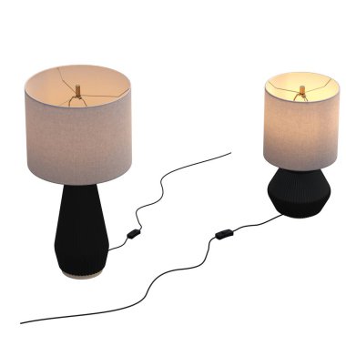 Beyaz arka planda izole edilmiş iki modern lamba seti