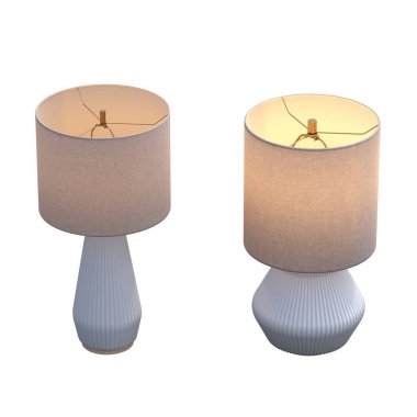 Beyaz arka planda izole edilmiş iki modern lamba seti