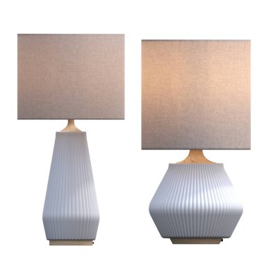 Beyaz arka planda izole edilmiş iki modern lamba seti