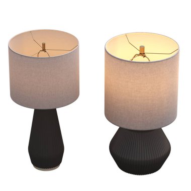 Beyaz arka planda izole edilmiş iki modern lamba seti